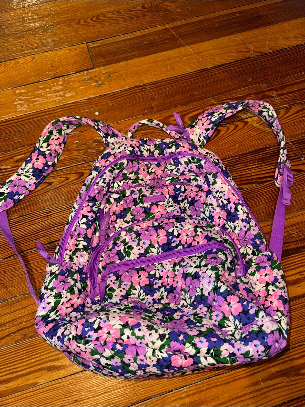 Vera Bradley Purple and Pink Floral Quilted Backpack